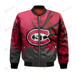 St. Cloud State Huskies Bomber Jacket 3D Printed Basketball Net Grunge Pattern