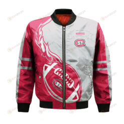 St. Cloud State Huskies Bomber Jacket 3D Printed Flame Ball Pattern