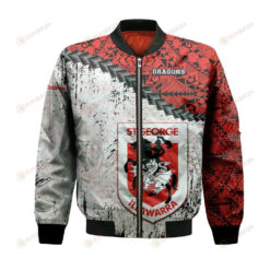 St. George Illawarra Dragons Bomber Jacket 3D Printed Grunge Polynesian Tattoo