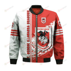 St. George Illawarra Dragons Bomber Jacket 3D Printed Logo Pattern In Team Colours