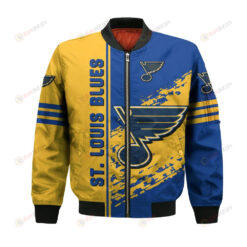 St. Louis Blues Bomber Jacket 3D Printed Logo Pattern In Team Colours