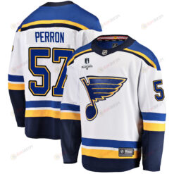 St. Louis Blues David Perron 57 Away 2022 Stanley Cup Playoffs Breakaway Men Jersey - White