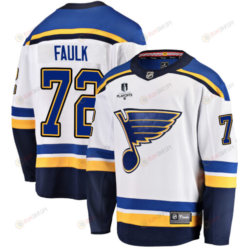 St. Louis Blues Justin Faulk 72 Away 2022 Stanley Cup Playoffs Breakaway Men Jersey - White