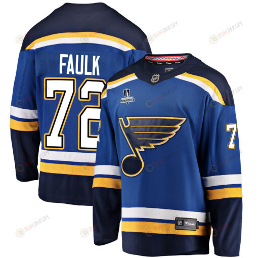 St. Louis Blues Justin Faulk 72 Home 2022 Stanley Cup Playoffs Breakaway Men Jersey - Royal