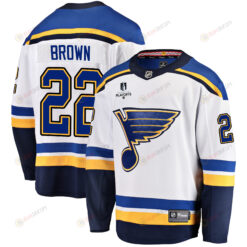 St. Louis Blues Logan Brown 22 Away 2022 Stanley Cup Playoffs Breakaway Men Jersey - White