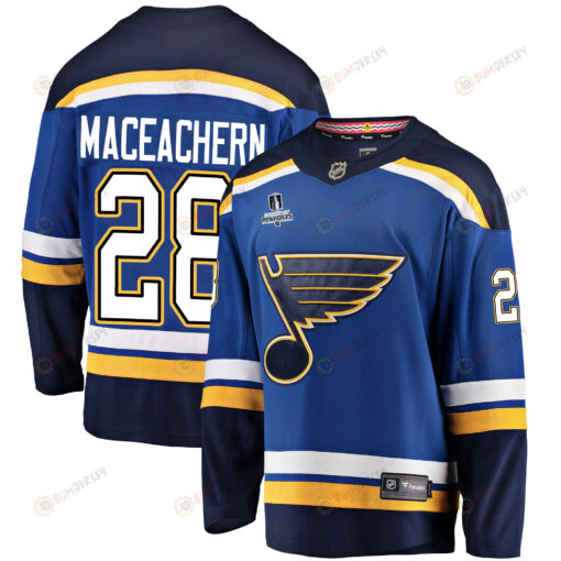 St. Louis Blues Mackenzie MacEachern 28 Home 2022 Stanley Cup Playoffs Breakaway Men Jersey - Royal