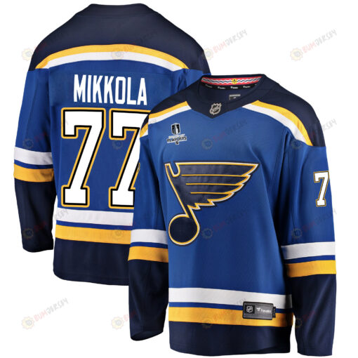 St. Louis Blues Niko Mikkola 77 Home 2022 Stanley Cup Playoffs Breakaway Men Jersey - Royal