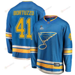 St. Louis Blues Robert Bortuzzo 41 Alternate 2022 Stanley Cup Playoffs Breakaway Men Jersey - Blue