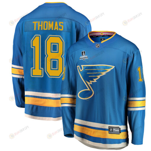 St. Louis Blues Robert Thomas 18 Alternate 2022 Stanley Cup Playoffs Breakaway Men Jersey - Blue