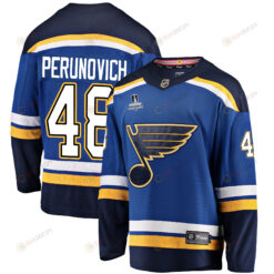 St. Louis Blues Scott Perunovich 48 Home 2022 Stanley Cup Playoffs Breakaway Men Jersey - Royal