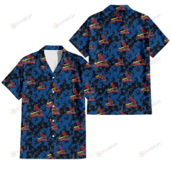 St. Louis Cardinals Black Dark Blue Hibiscus Black Background 3D Hawaiian Shirt