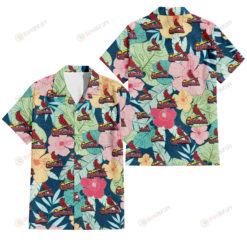 St. Louis Cardinals Colorful Sketch Hibiscus Dark Green Background 3D Hawaiian Shirt