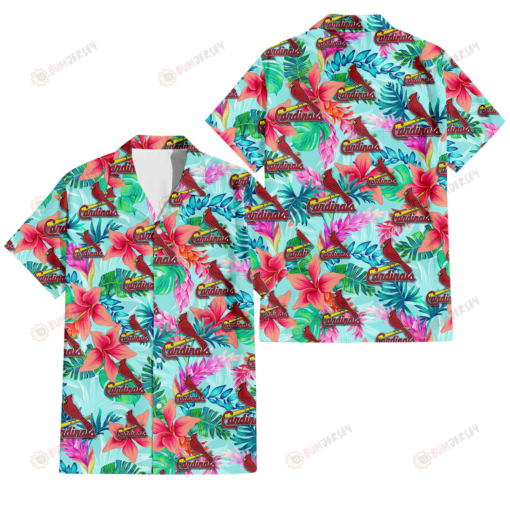 St. Louis Cardinals Coral Porcelain Flower Violet Orchid Light Blue Background 3D Hawaiian Shirt