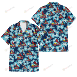 St. Louis Cardinals Dark Turquoise Hibiscus Navy Background 3D Hawaiian Shirt
