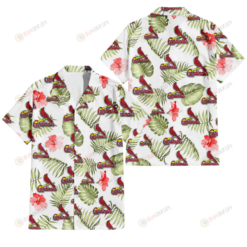 St. Louis Cardinals Light Salmon Hibiscus Green Leaf White Background 3D Hawaiian Shirt