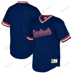 St. Louis Cardinals Mitchell And Ness Big And Tall Cooperstown Collection Mesh Wordmark V-neck Jersey - Navy