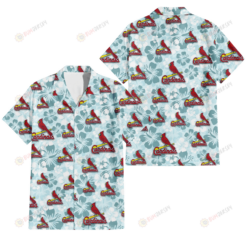 St. Louis Cardinals Pale Turquoise Hibiscus Light Cyan Background 3D Hawaiian Shirt