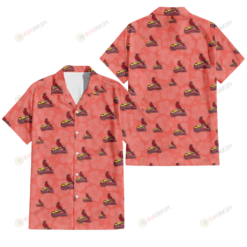 St. Louis Cardinals Peach Puff Hibiscus Tomato Orange Background 3D Hawaiian Shirt