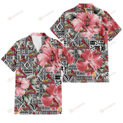 St. Louis Cardinals Pink Hibiscus Black Pattern White Background 3D Hawaiian Shirt