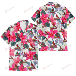 St. Louis Cardinals Pink Hibiscus White Orchid White Background 3D Hawaiian Shirt