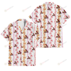 St. Louis Cardinals Pink Hibiscus Yellow Pink Orchid White Background 3D Hawaiian Shirt