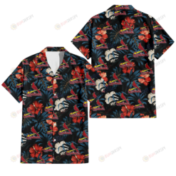 St. Louis Cardinals Red And White Hibiscus Dark Leaf Black Background 3D Hawaiian Shirt