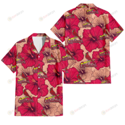 St. Louis Cardinals Red Beige Hibiscus Beige Background 3D Hawaiian Shirt