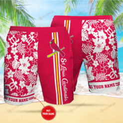 St. Louis Cardinals Red Pattern Custom Name Hawaiian Shorts Summer Shorts Men Shorts - Print Shorts