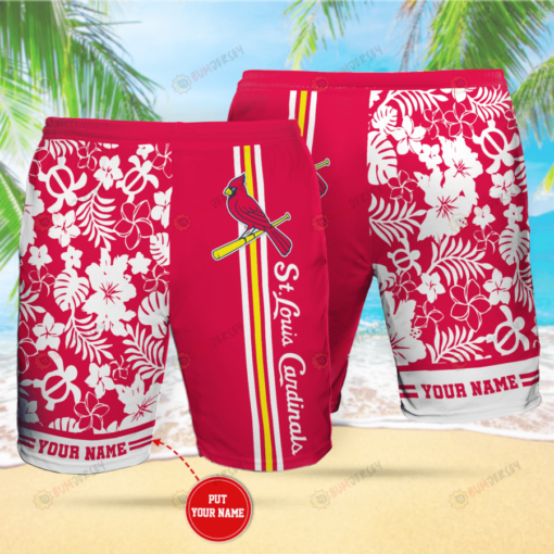 St. Louis Cardinals Red Pattern Custom Name Hawaiian Shorts Summer Shorts Men Shorts - Print Shorts