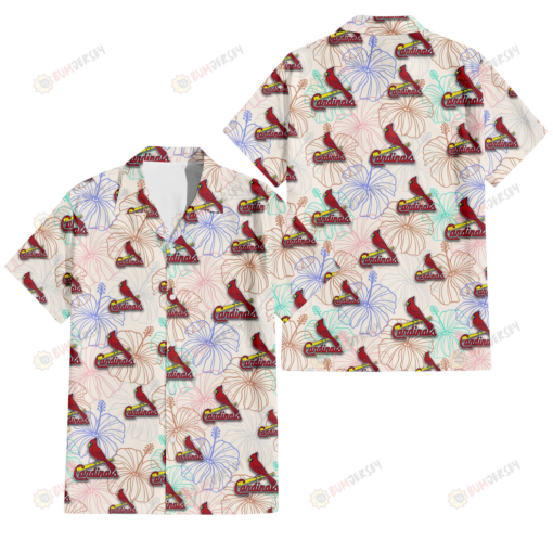 St. Louis Cardinals Sketch Pastel Hibiscus Beige Background 3D Hawaiian Shirt