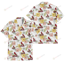 St. Louis Cardinals Sketch Red Yellow Coconut Tree White Background 3D Hawaiian Shirt