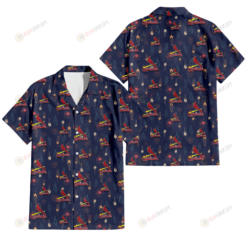 St. Louis Cardinals Small Hibiscus Buds Navy Background 3D Hawaiian Shirt