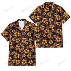 St. Louis Cardinals Tiny Yellow Hibiscus Black Background 3D Hawaiian Shirt