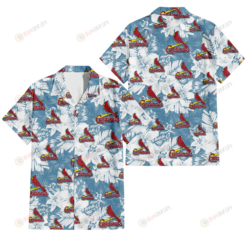 St. Louis Cardinals White Hibiscus Orchid Light Blue Background 3D Hawaiian Shirt