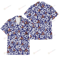 St. Louis Cardinals White Hibiscus Pattern Slate Blue Background 3D Hawaiian Shirt