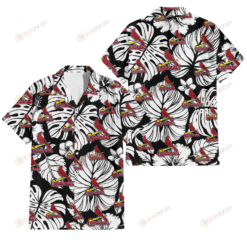 St. Louis Cardinals White Hibiscus Porcelain Flower Palm Leaf Black 3D Hawaiian Shirt