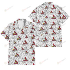 St. Louis Cardinals White Sketch Hibiscus Pattern White Background 3D Hawaiian Shirt