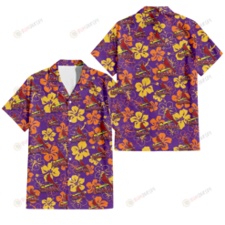St. Louis Cardinals Yellow And Orange Hibiscus Purple Background 3D Hawaiian Shirt