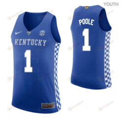 Stacey Poole 1 Kentucky Wildcats Elite Basketball Home Youth Jersey - Blue