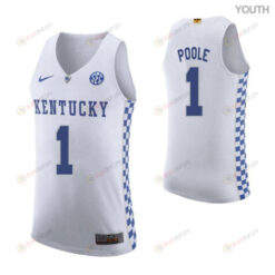 Stacey Poole 1 Kentucky Wildcats Elite Basketball Road Youth Jersey - White