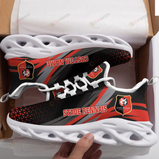 Stade Rennais Logo Custom Name Pattern 3D Max Soul Sneaker Shoes In Black