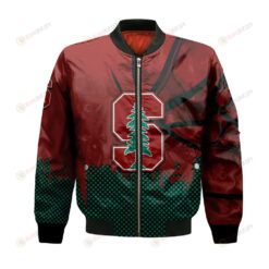 Stanford Cardinal Bomber Jacket 3D Printed Basketball Net Grunge Pattern