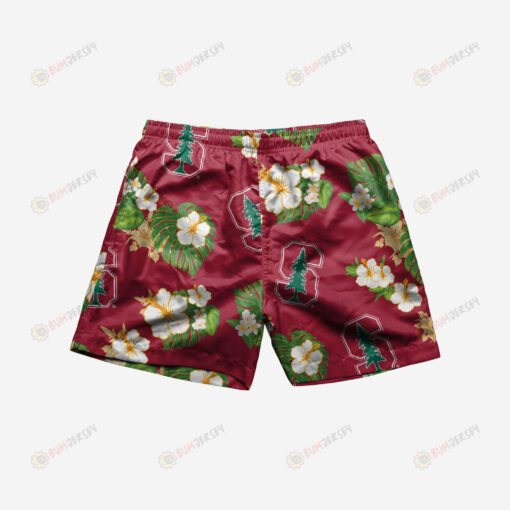 Stanford Cardinal Floral Hawaiian Men Shorts Swim Trunks - Print Shorts