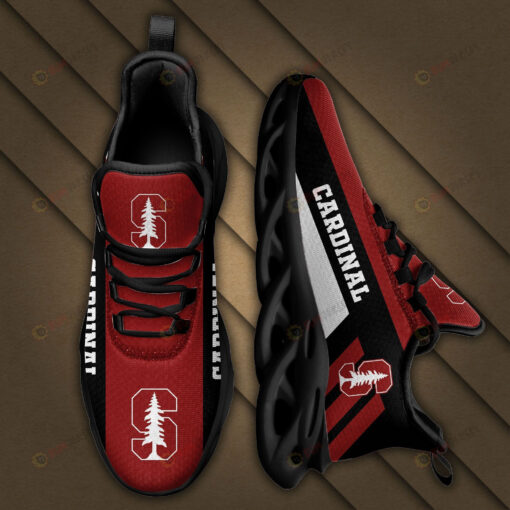 Stanford Cardinal Logo Black Stripe Pattern 3D Max Soul Sneaker Shoes In Red