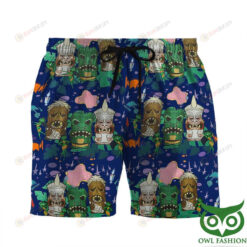 Star Trek Monsters With Multiple Blue Monster Faces Hawaiian Short Summer Shorts Men Shorts - Print Shorts