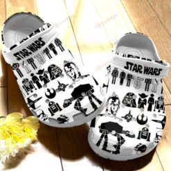 Star War Black And White Crocs Crocband Clog Comfortable Water Shoes - AOP Clog