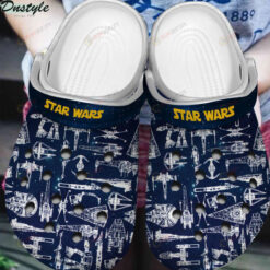 Star Wars Logo Pattern Crocs Classic Clogs Shoes In Blue & White - AOP Clog