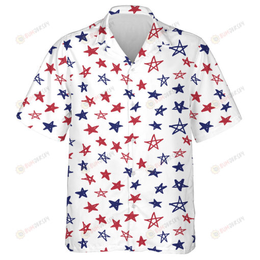 Stars Grunge Hand Drawn For Presidents Day Independence USA Hawaiian Shirt