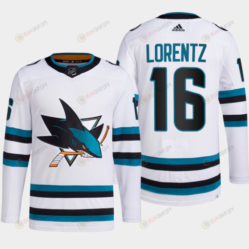 Steven Lorentz 16 San Jose Sharks White Jersey 2022-23 Away Primegreen