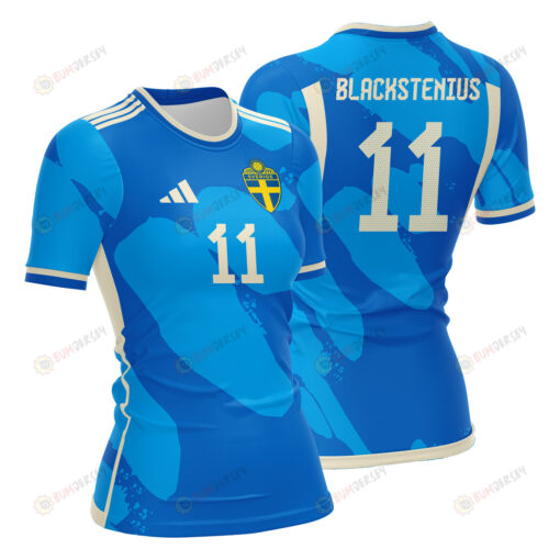 Stina Blackstenius 11 Sweden 2023 Women Away Jersey - Blue - All Over Printed Jersey